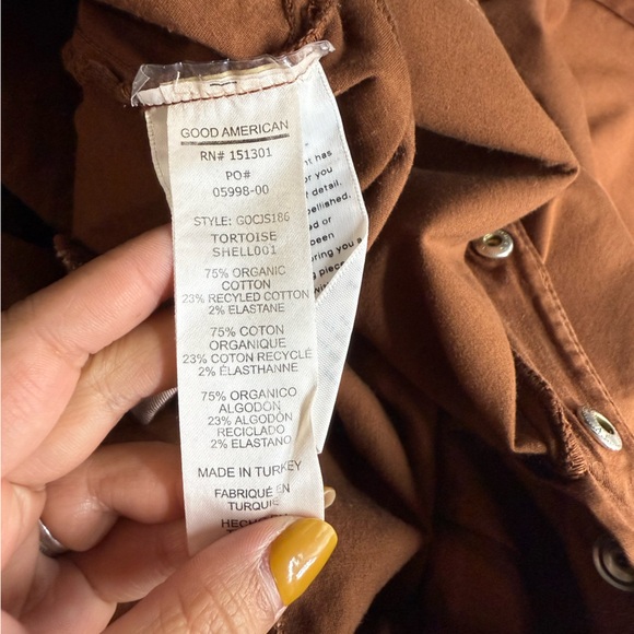 NWT Good American Camel Brown Long Sleeve Utility Cargo Jumpsuit Sz 0 - Picture 15 of 16